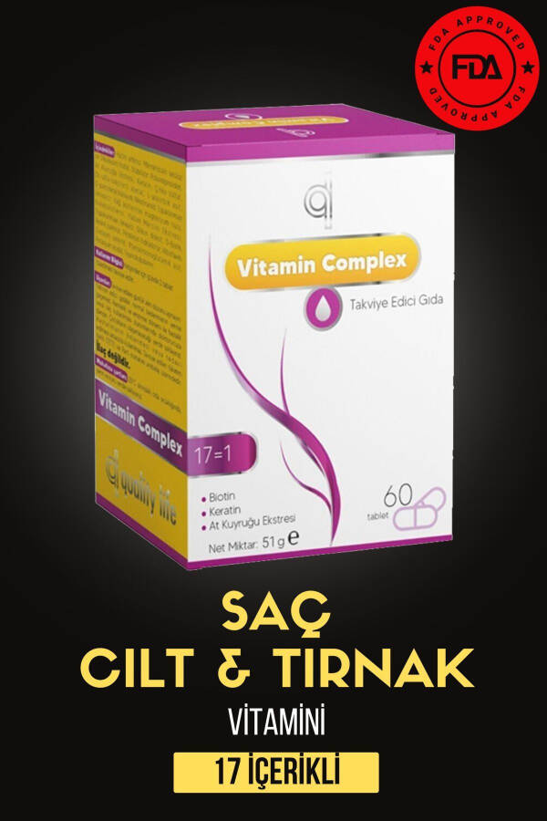 Saç ve Tırnak Vitamini - Hair Vitamin B Complex - Biotin Tablet Keratin Selenyum Çinko - Dökülmesine - 14