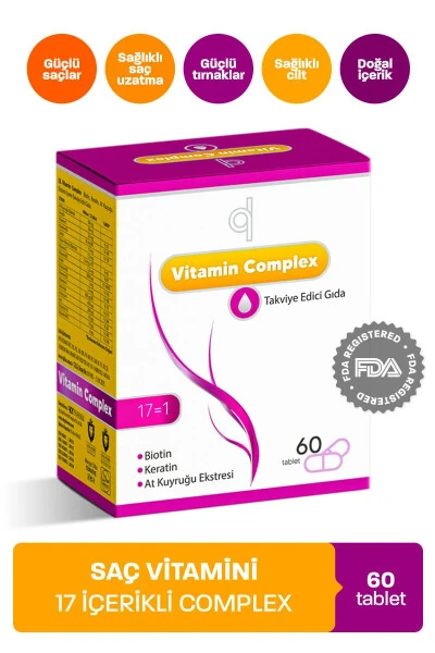 Saç ve Tırnak Vitamini - Hair Vitamin B Complex - Biotin Tablet Keratin Selenyum Çinko - Dökülmesine - QUALITY LIFE
