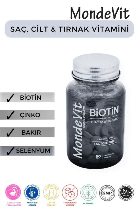 Hair Vitamin 60 Tablet Biotin 5000 mcg-Zinc 15 mg-Copper 2000 mcg-Selenium 50 mcg - 1