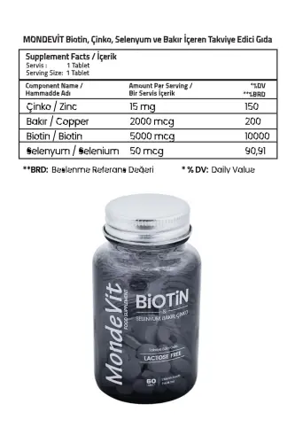 Hair Vitamin 60 Tablet Biotin 5000 mcg-Zinc 15 mg-Copper 2000 mcg-Selenium 50 mcg - 5
