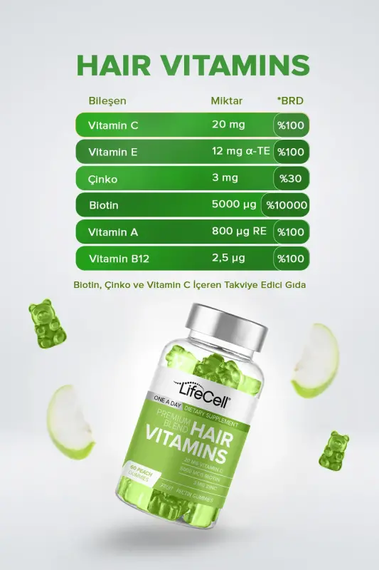 Hair Vitamin | Çiğnenebilir Saç Vitamini – Biotin Çinko Ve C Vitamini Içeren Takviye - 3