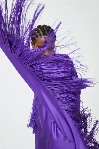 Saçaklı Elbise Mor-Mor - 5