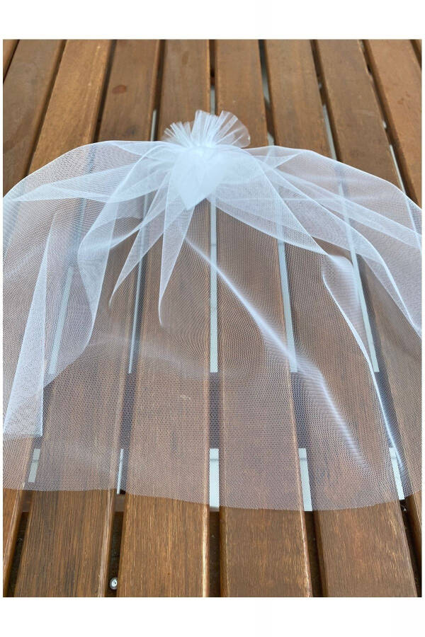 Sade Tül, Vualet, Nikah Kepi, Nikah Şapkası, Veil, Gelin Tacı, Saç Aksesuar Klipsli - 7