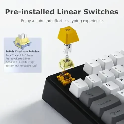 FIRSTBLOOD ONLY GAME. AK980 101-Key Hot-Swappable Mechanical Keyboard, Gasket Mount RGB Backlit, Programmable Macro, Full N-Key Rollover, with Dreamscape Linear Switches (Starfall Gray) - 3