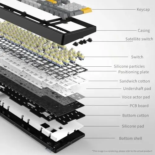FIRSTBLOOD ONLY GAME. AK980 101-Key Hot-Swappable Mechanical Keyboard, Gasket Mount RGB Backlit, Programmable Macro, Full N-Key Rollover, with Dreamscape Linear Switches (Starfall Gray) - 5