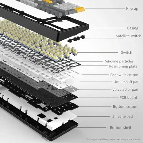FIRSTBLOOD ONLY GAME. AK980 101-Key Hot-Swappable Mechanical Keyboard, Gasket Mount RGB Backlit, Programmable Macro, Full N-Key Rollover, with Dreamscape Linear Switches (Starfall Gray) - 5