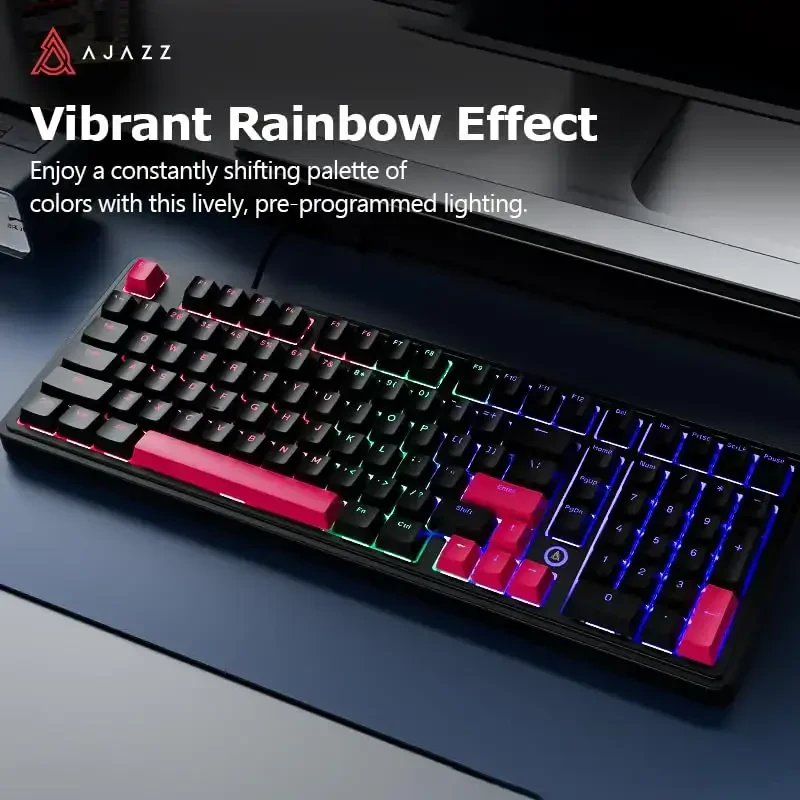 FIRSTBLOOD ONLY GAME. AK980 Gaming Mechanical Keyboard - 101-Key Hot-Swap Gasket Mount USB Wired Keyboard with Pre-Lubed Red Switches, NKRO, for Esports (Black-Red) - 5