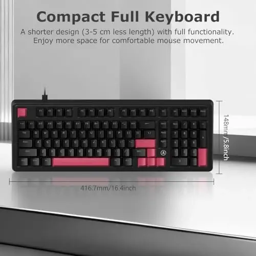 FIRSTBLOOD ONLY GAME. AK980 Gaming Mechanical Keyboard - 101-Key Hot-Swap Gasket Mount USB Wired Keyboard with Pre-Lubed Red Switches, NKRO, for Esports (Black-Red) - 1