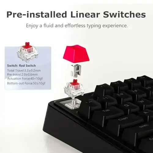 FIRSTBLOOD ONLY GAME. AK980 Gaming Mechanical Keyboard - 101-Key Hot-Swap Gasket Mount USB Wired Keyboard with Pre-Lubed Red Switches, NKRO, for Esports (Black-Red) - FIRSTBLOOD ONLY GAME. (1)