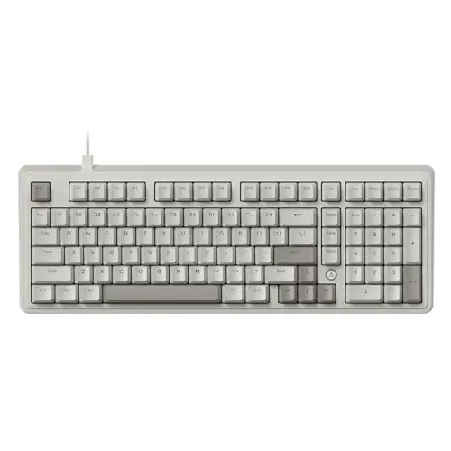 FIRSTBLOOD ONLY GAME. AK980 Retro Mechanical Keyboard - 101-Key Hot-Swappable Gasket Mount Wired Keyboard with Pre-Lubed Red Switches, Anti-Ghosting, for Office & Quiet Typing (Grey-White) - 6