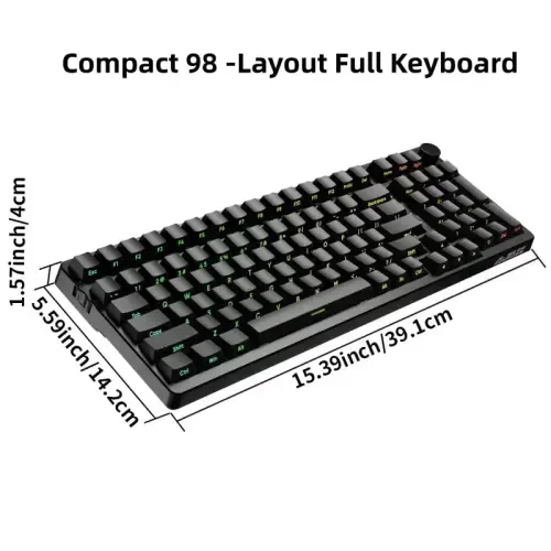 FIRSTBLOOD ONLY GAME. AK992 Hot-Swappable 2.4G Wireless/Bluetooth 5.0/USB Wired Triple Mode Mechanical Keyboard, 98 Keys Full Layout, RGB Backlit, Brown Switches, Black Side Carving PBT Keycaps - 2