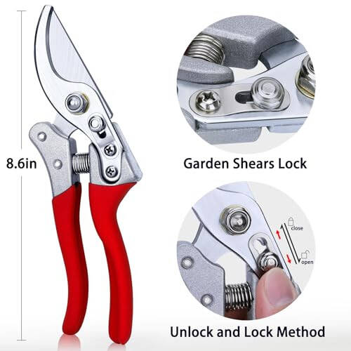 Kynup Pruning Shears for Gardening, Garden Hand Shears, Professional Bypass Pruner Hand Shears Heavy Duty, Pruners for Gardening, Garden Clippers, Hedge Shears, Garden Tools(Red) - 6