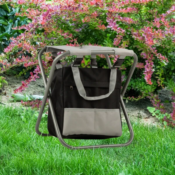 Pure Garden Gardening Tool Set, Garden Stool, and Carry Bag, Gray - PURE GARDEN (1)