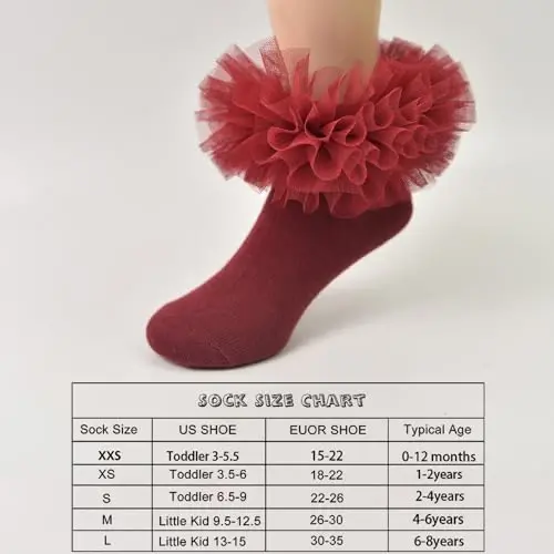 TWINKLING AT DOWN Girls socks fluffy ruffled edge princess dress socks lace dance socks newborn/baby/toddler/girl - 5