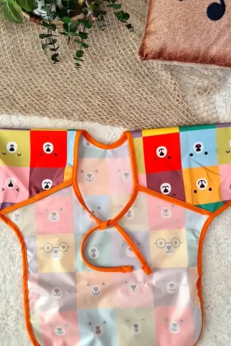 Safari and Square Bears Patterned 2-Pack Waterproof Unisex Activity and Bibs 6-24 Months - 6