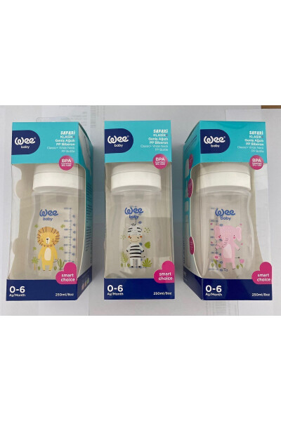 Safari Keng Og'izli PP Chaqaloq Shishasi 0-6 oy 250 ML - WEE BABY