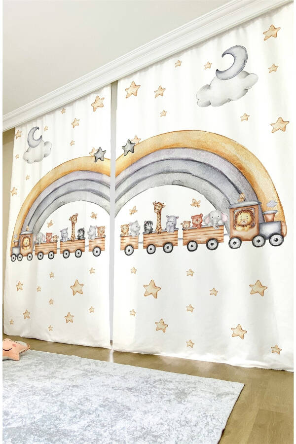 Safari Train Patterned Kids & Baby Room Blackout Curtain (SINGLE PANEL PRICING) - 7