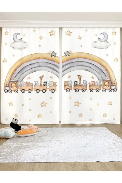 Safari Train Patterned Kids & Baby Room Blackout Curtain (SINGLE PANEL PRICING) - Modazone