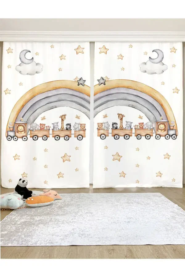 Safari Train Patterned Kids & Baby Room Blackout Curtain (SINGLE PANEL PRICING) - 5