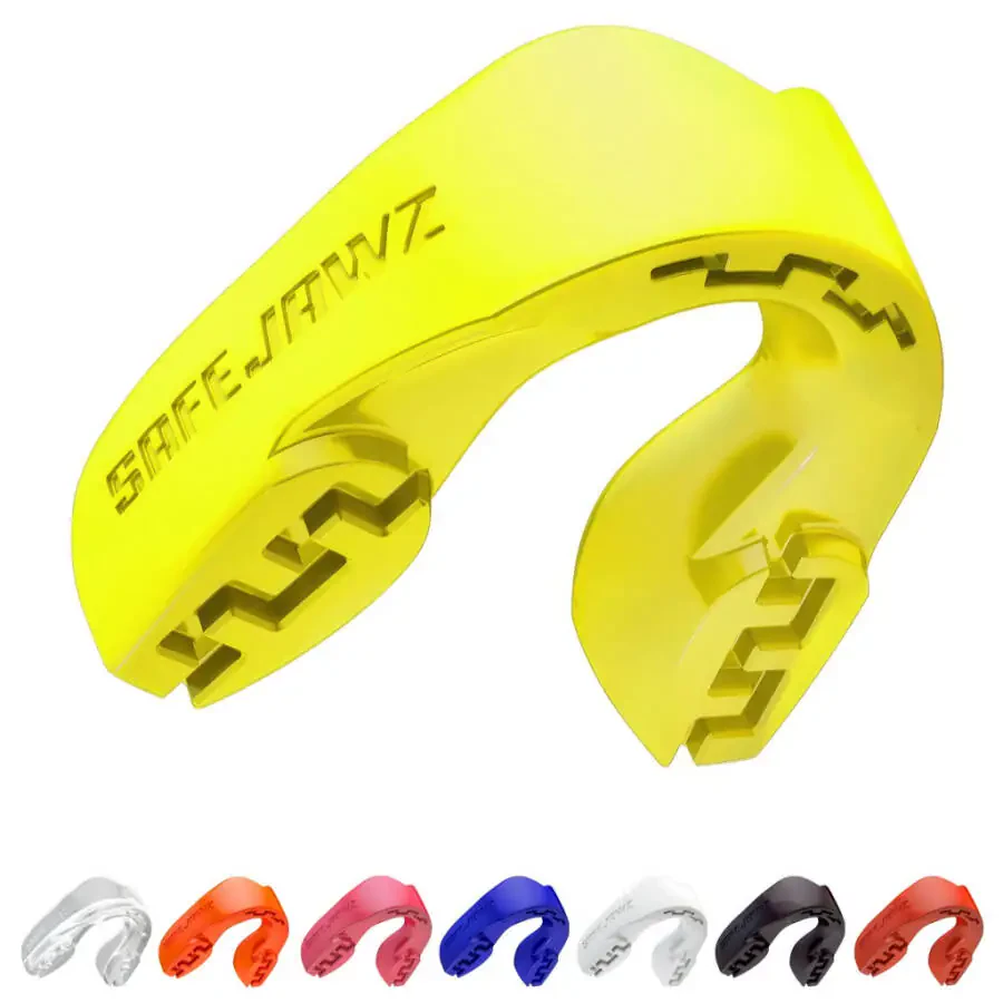 SAFEJAWZ Sports Mouthguard Slim Fit, Adults and Junior Mouth Guard with Case (Yellow, Adult (+12 Years))-YELLOW - 1