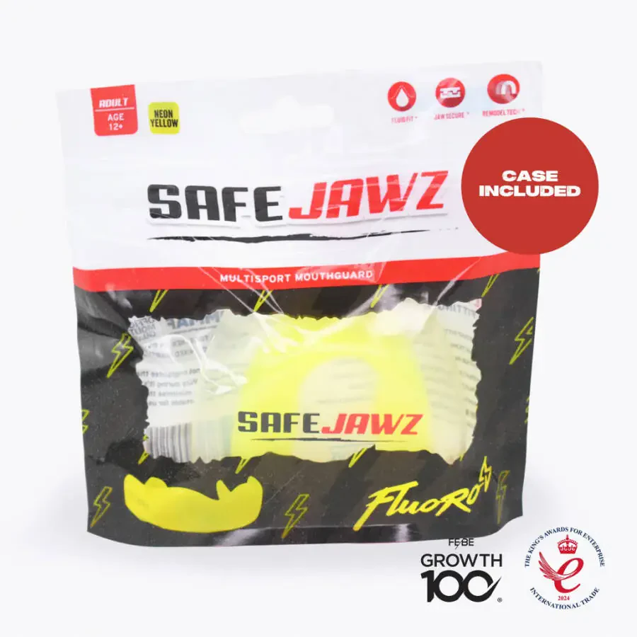 SAFEJAWZ Капа Slim Fit, для взрослых и юниоров, с футляром, для бокса, баскетбола, лакросса, футбола, ММА, единоборств, хоккея и всех контактных видов спорта (желтый, для взрослых (12+ лет)) - 5