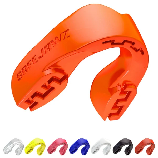 SAFEJAWZ Mouthguard Slim Fit, Adults and Junior Mouth Guard with Case for Boxing, Basketball, Lacrosse, Football, MMA, Martial Arts, Hockey and All Contact Sports (Orange, Senior (12+ y - SAFEJAWZ