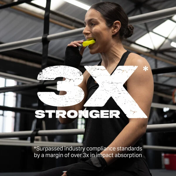 SAFEJAWZ Mouthguard Slim Fit, Adults and Junior Mouth Guard with Case for Boxing, Basketball, Lacrosse, Football, MMA, Martial Arts, Hockey and All Contact Sports (Yellow, Senior (12+ y - 2