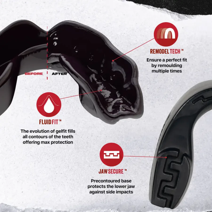 SAFEJAWZ Slim Fit Sport Mouth Guards with Case, Black - 2