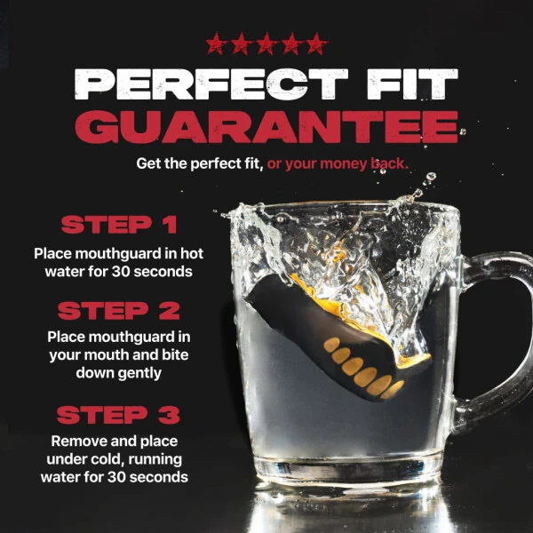 SAFEJAWZ Sports Mouthguard Slim Fit, Adults and Junior Mouth Guard with Case for Boxing, Basketball, Lacrosse, Football, MMA, Martial Arts, Hockey and All Contact Sports (Juniors < 11 Years, Gold) - 3