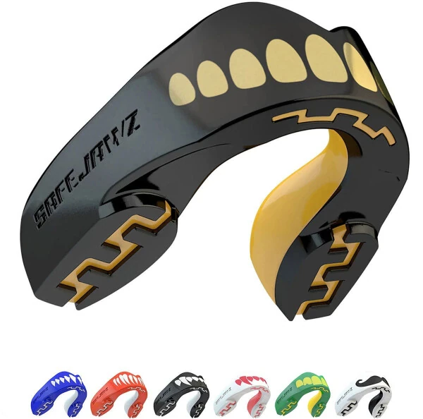 SAFEJAWZ Sports Mouthguard Slim Fit, Adults and Junior Mouth Guard with Case for Boxing, Basketball, Lacrosse, Football, MMA, Martial Arts, Hockey and All Contact Sports (Juniors < 11 Years, Gold) - 6