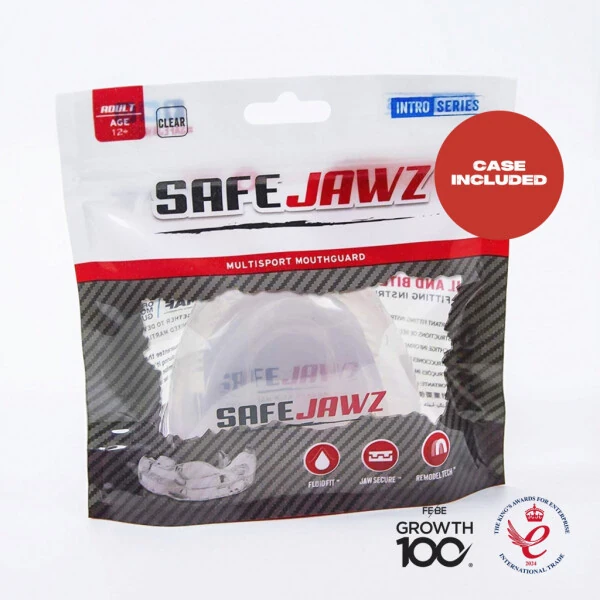 SAFEJAWZ Sports Mouthguard Slim Fit, каппа для взрослых и юниоров с футляром (прозрачная, взрослая (+12 лет)) - 5