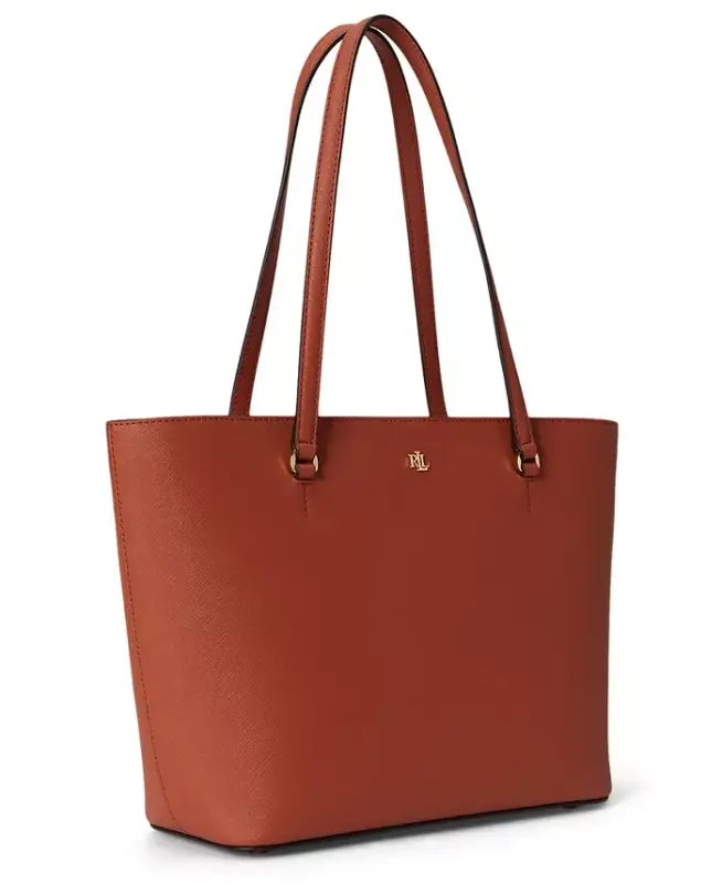 Сафьяновая кожаная средняя сумка Karly Shopper Tote — Red Terracotta - 3