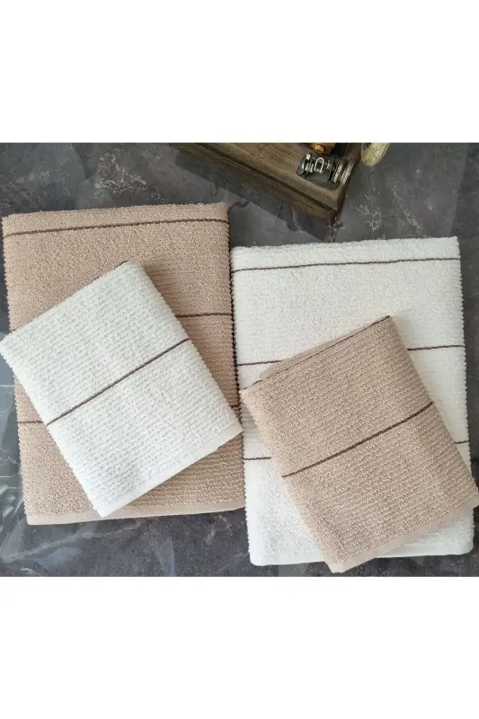 Sahara 50 X 85 – 70 X140 Cm 4-Piece Bath Towel Set | Beige-cream Vtxmk107 - Beige - 2