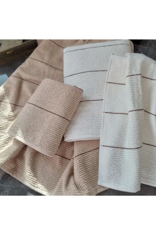 Sahara 50 X 85 – 70 X140 Cm 4-Piece Bath Towel Set | Beige-cream Vtxmk107 - Beige - 3