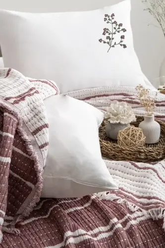 Şaheser Home Collection Bedspread Set Sera Burgundy - NEVRESIMDUNYASI (1)
