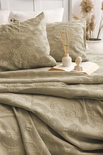 Şaheser Home Collection Double Bedspread Italo Khaki - NEVRESIMDUNYASI (1)