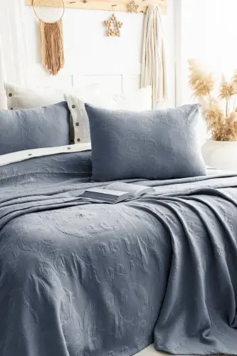 Şaheser Home Collection Double Bedspread Julia Blue - NEVRESIMDUNYASI (1)