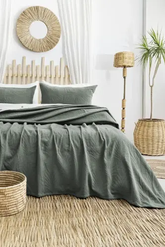 Şaheser Home Collection Двуспальное покрывало Silvia Зеленый - 1