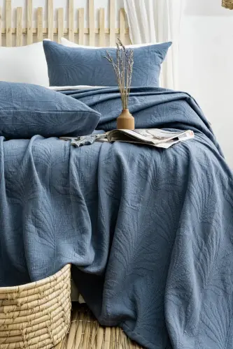 Şaheser Home Collection Двуспальное покрывало Сильвия Индиго - NEVRESIMDUNYASI (1)