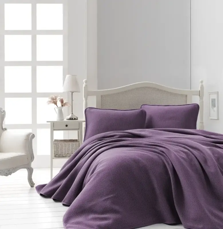 Şaheser Home Collection Jacquard Bedspread Set Liv Plum - 1