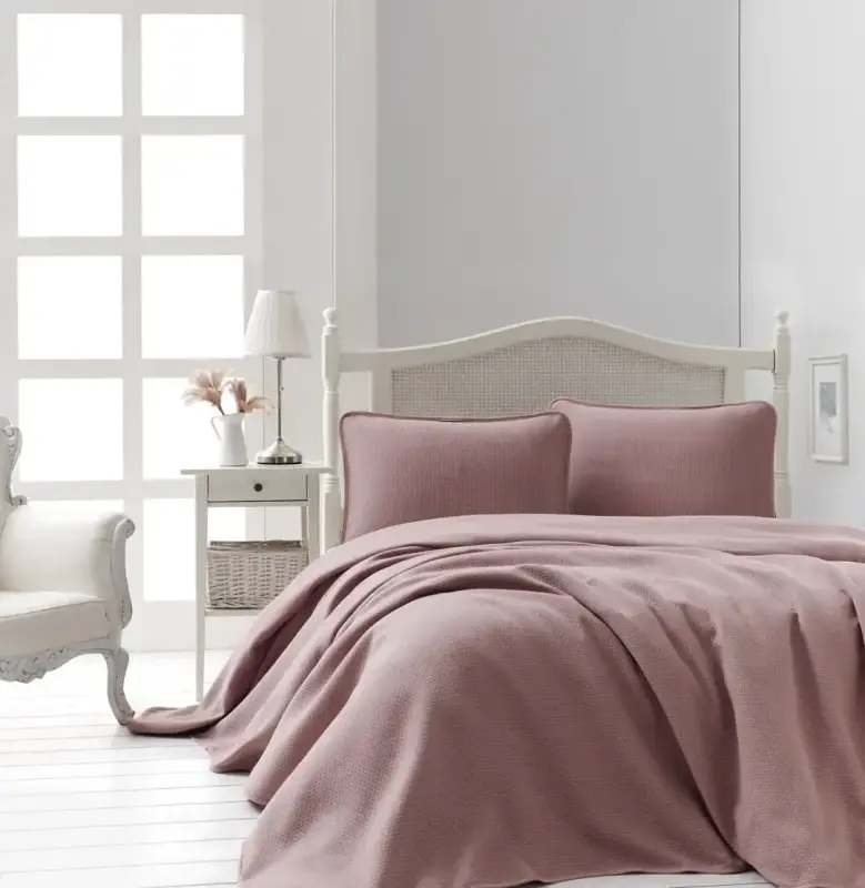 Şaheser Home Collection Jacquard Bedspread Set Liv Powder - 1