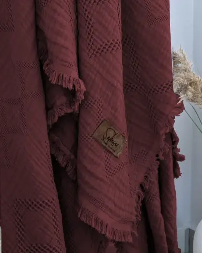 Şaheser Home Collection Muslin Yotoq Yopqichi Ikki Kishilik Oscar Rubby Qizil - NEVRESIMDUNYASI (1)