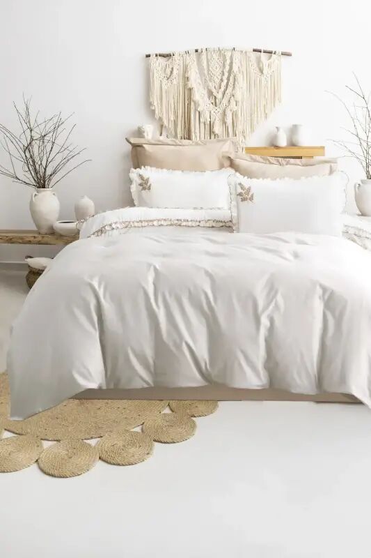Şaheser Home Collection Nakışlı Çift Kişilik Nevresim Takımı Nova Bej - NEVRESIMDUNYASI