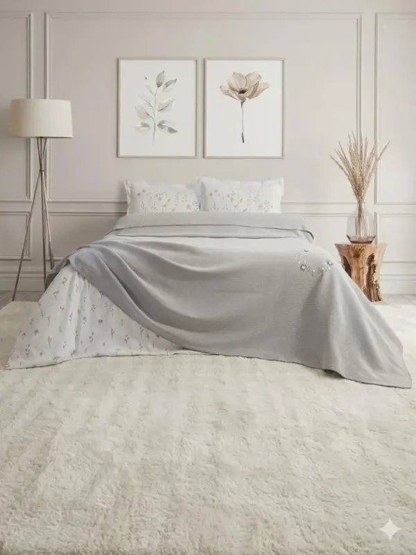 Şaheser Home Collection Pique Bedspread Set June Grey - NEVRESIMDUNYASI