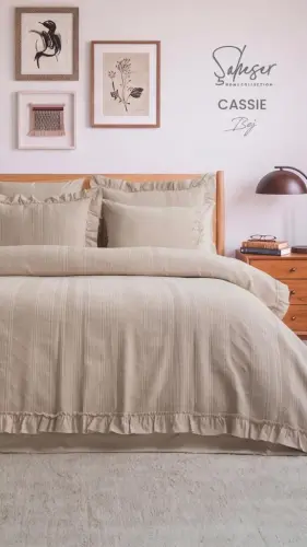 Şaheser Home Collection Yatak Örtüsü Çift Kişilik Cassie Bej - 1