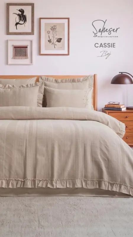 Şaheser Home Collection Yatak Örtüsü Çift Kişilik Cassie Bej - 1
