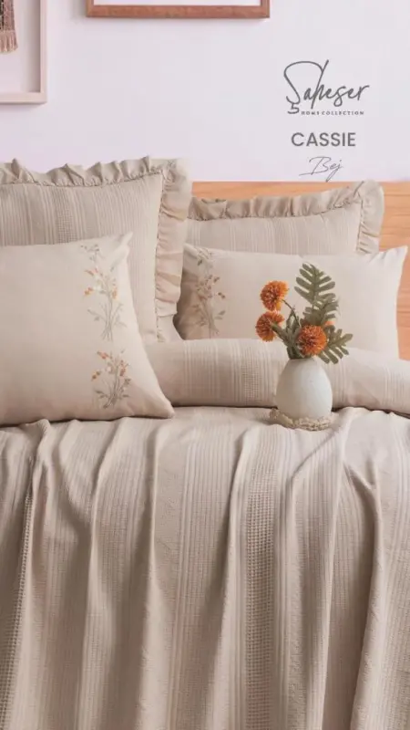 Şaheser Home Collection Yatak Örtüsü Çift Kişilik Cassie Bej - 2