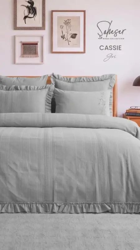 Şaheser Home Collection Yatak Örtüsü Çift Kişilik Cassie Gri - 1