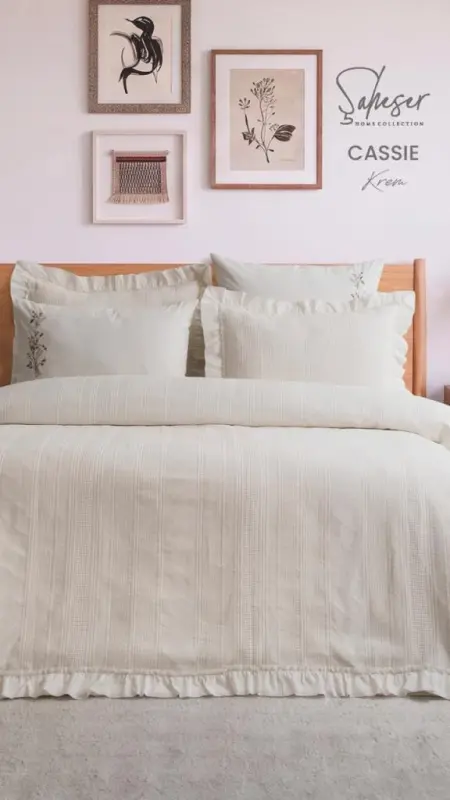 Şaheser Home Collection Yatak Örtüsü Çift Kişilik Cassie Krem - 1