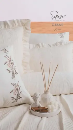 Şaheser Home Collection Yatak Örtüsü Çift Kişilik Cassie Krem - NEVRESIMDUNYASI (1)